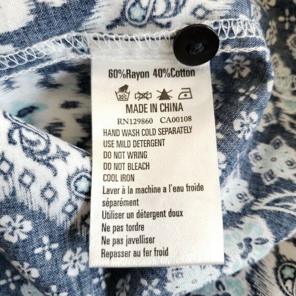 RHYTHM paisley floral print cover-up blue short sleeve shirt dress Size M NEW - Picture 4 of 5